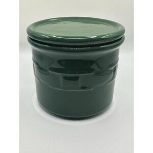 Vintage Longaberger Pottery Woven Traditions Ceramic Crock With Lid Ivy Green